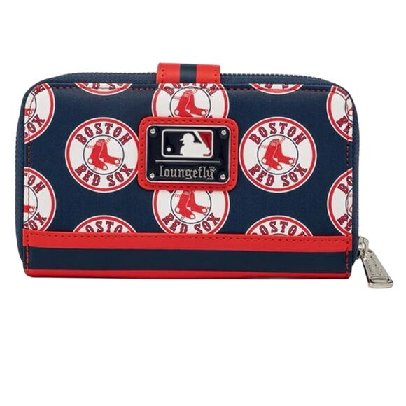 Loungefly MLB Boston Red Sox Logo Zip Around Wallet Blue Red NWT - Picture 3 of 4